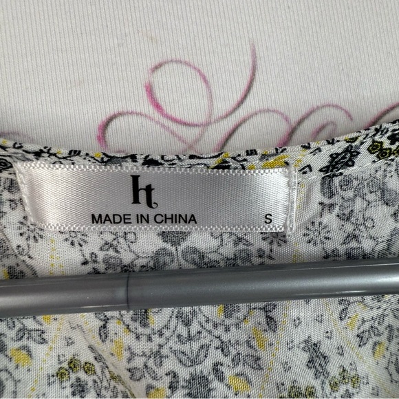 HT dress, or long top Paisley flowers, Elegant Black and White Patterned Tunic - Picture 10 of 12